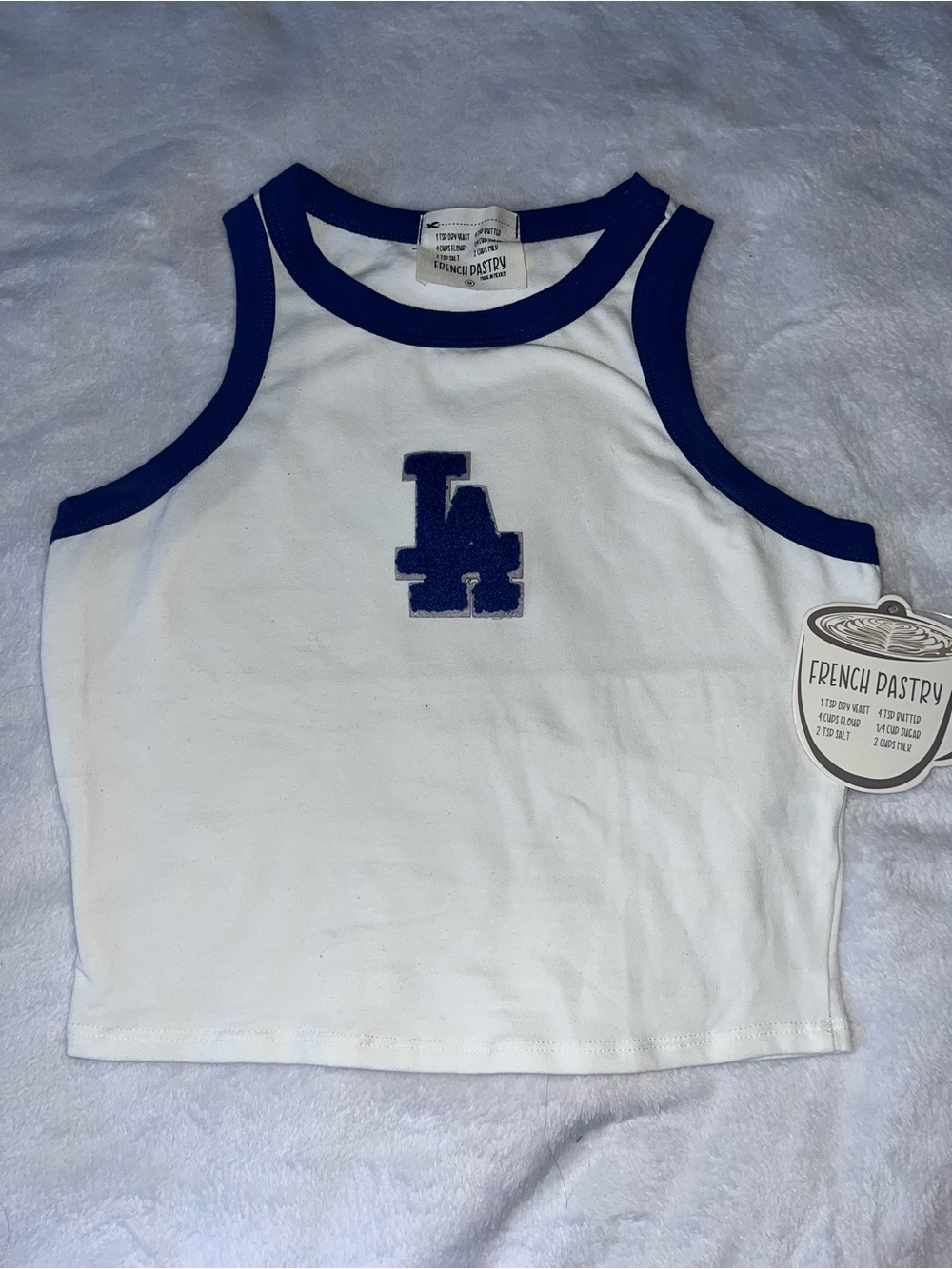French Pastry women’s White & Blue LA Dodgers Crop Top